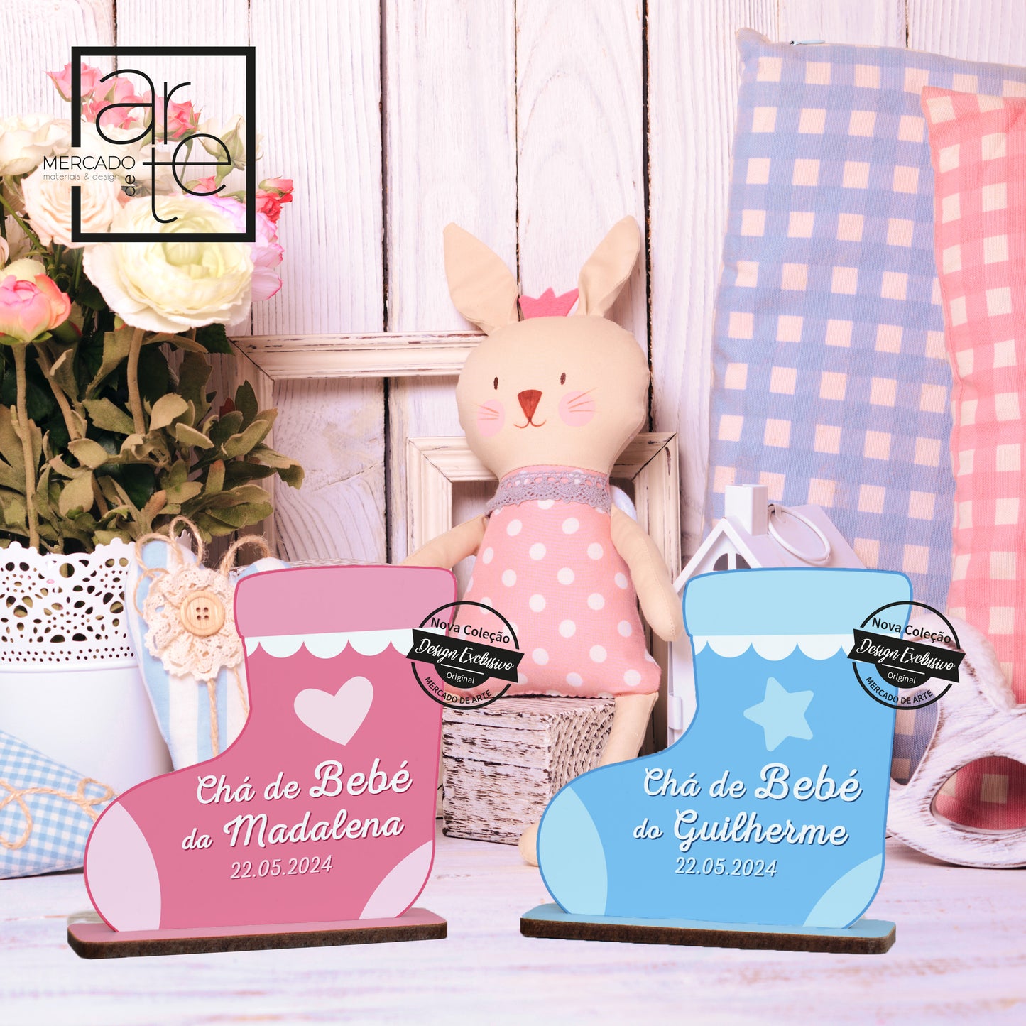 Moldura "Botinha" chá de bebé