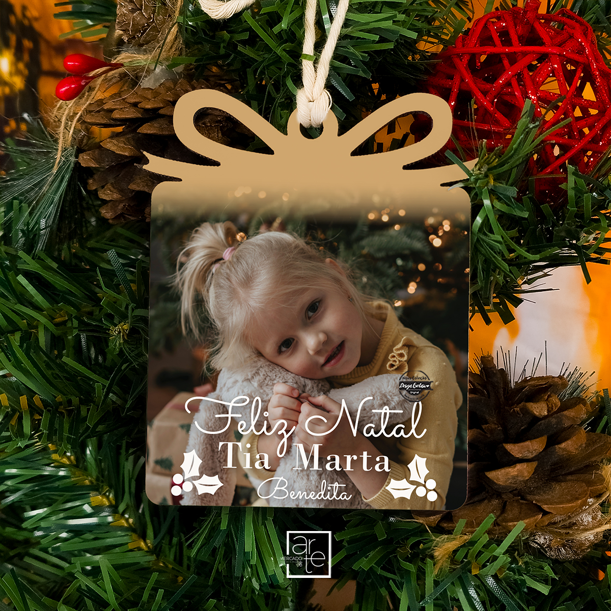 Pendente de Natal presente "Feliz Natal"