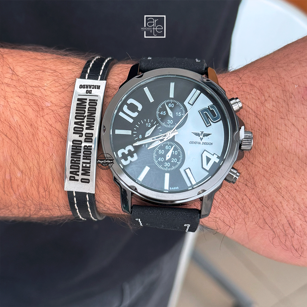 Conjunto relógio e pulseira "O melhor padrinho do mundo"