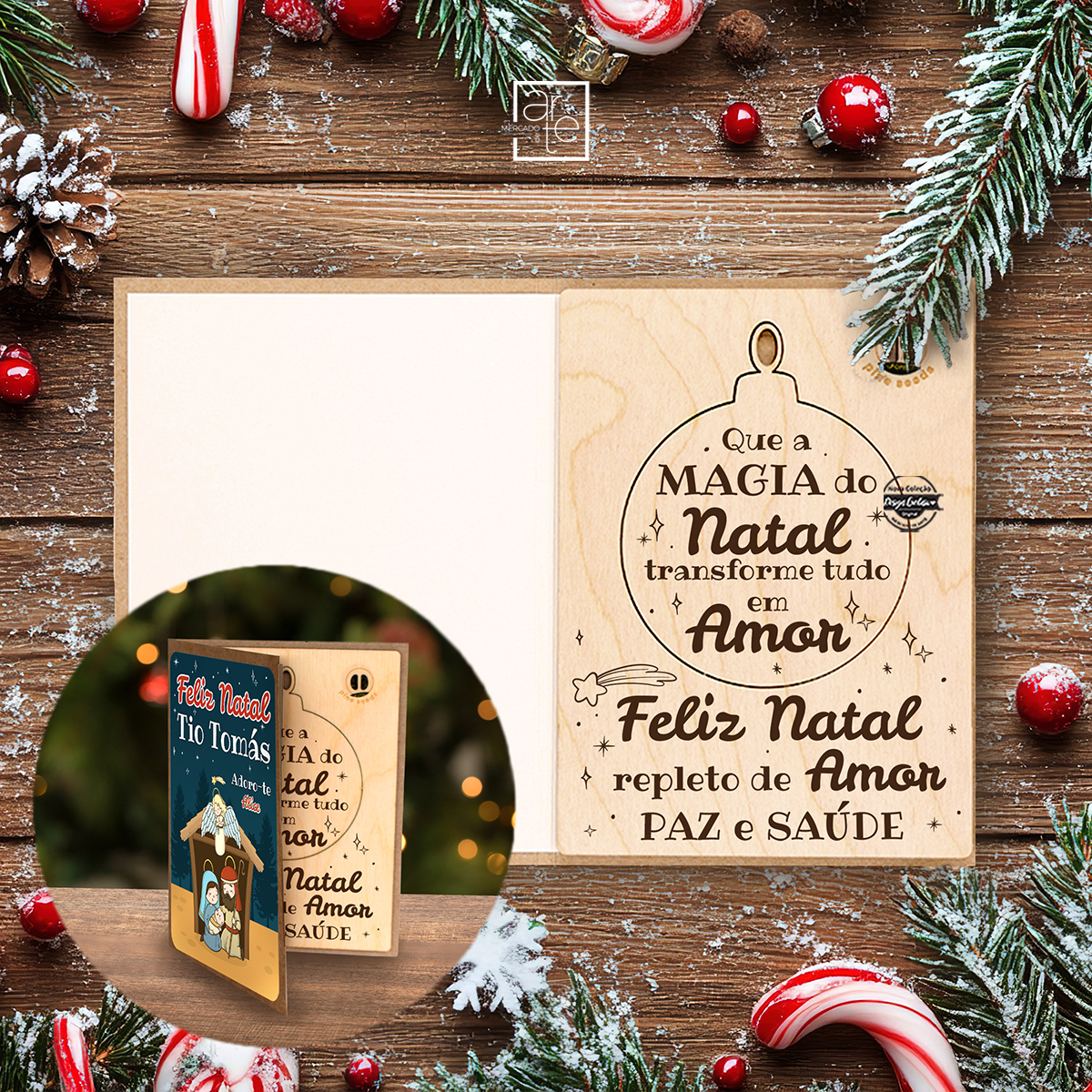Postal 3 em 1 presépio "Magia do natal..."