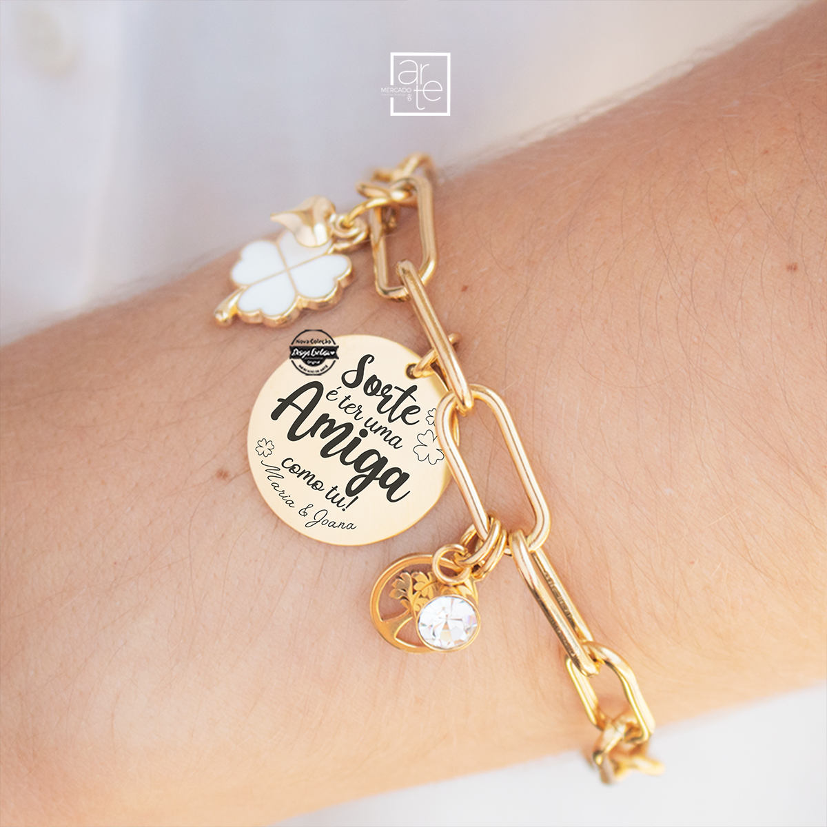 Pulseira "Sorte é ter uma amiga..."