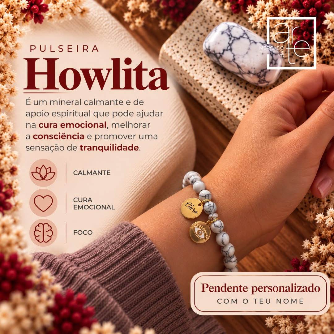 Pulseira "Howlita" – Calma, Equilíbrio e Foco