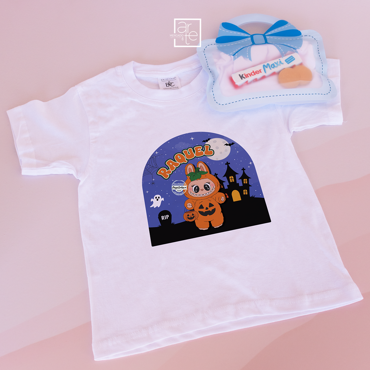 T-shirt com saco doces "Labubu Halloween"