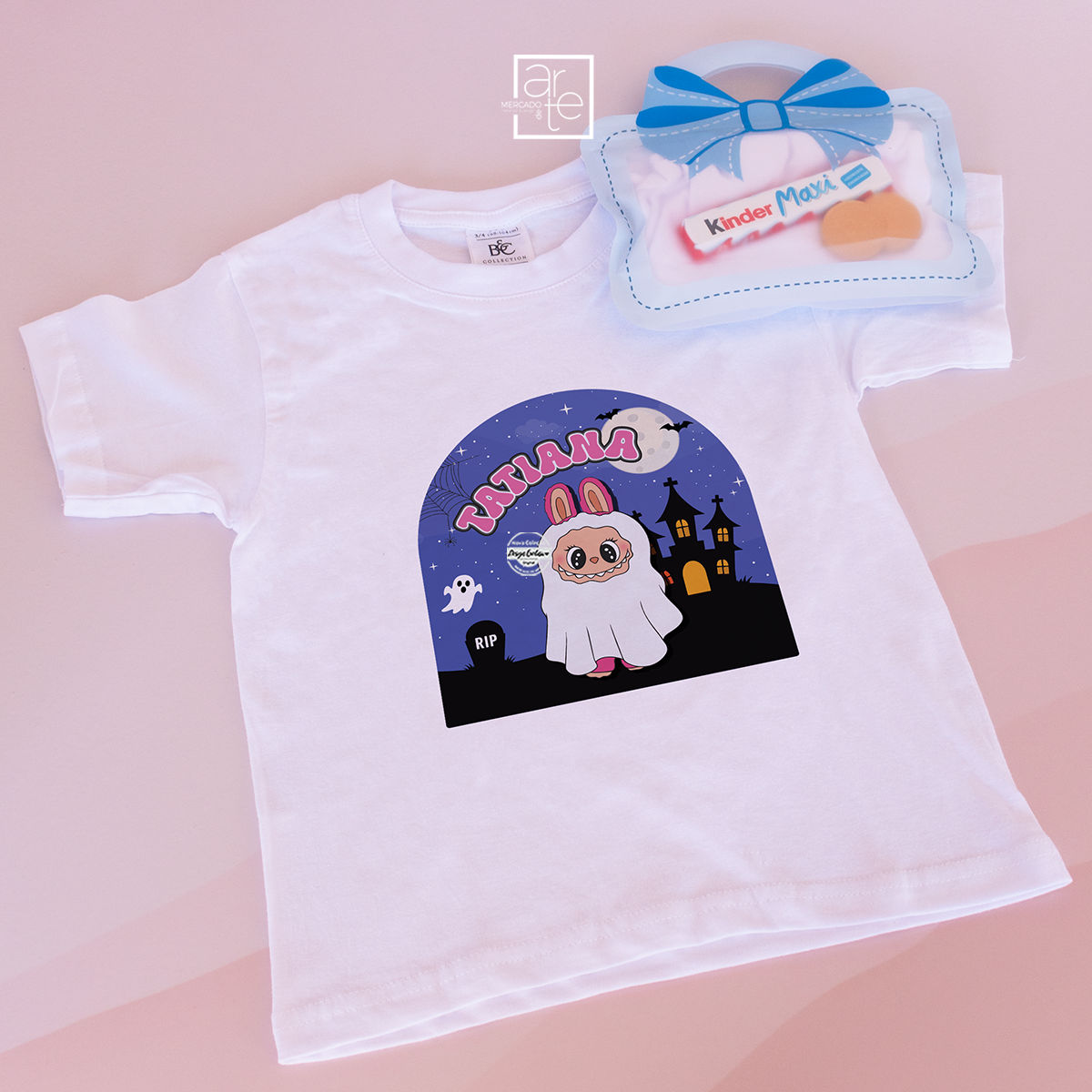 T-shirt com saco doces "Labubu Halloween"