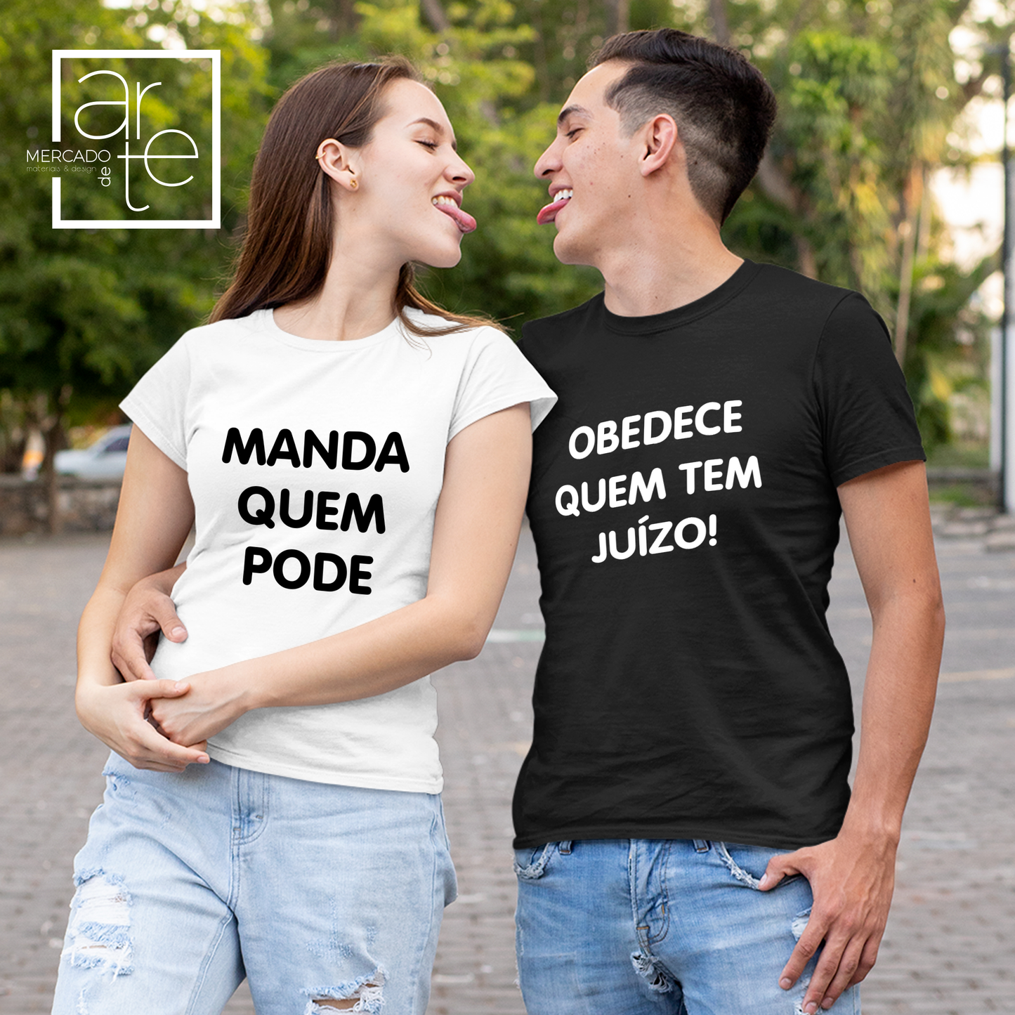 Conjunto de 2 t-shirts "Manda quem pode..."