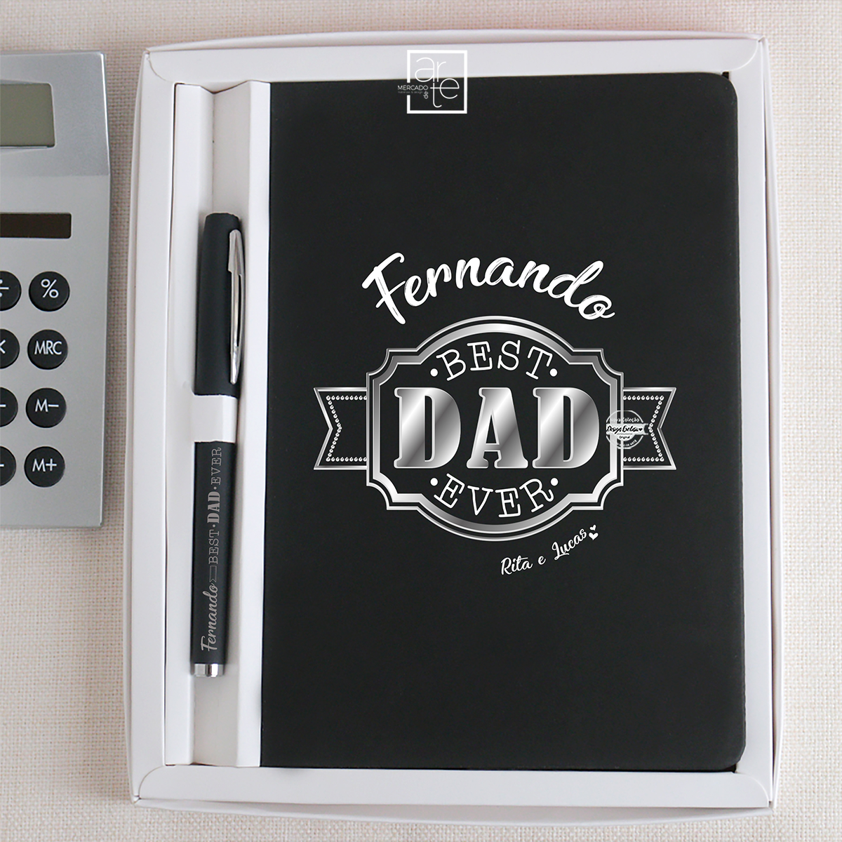 Conjunto bloco de notas preto "Best DAD"