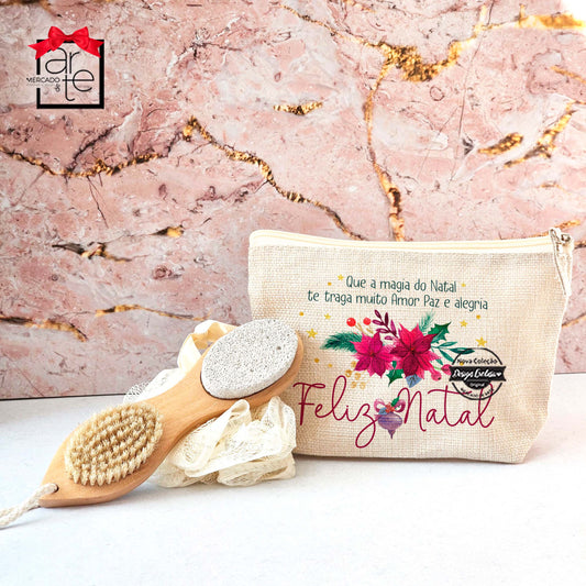 Kit Bolsa + escova + puff  "Magia do natal"