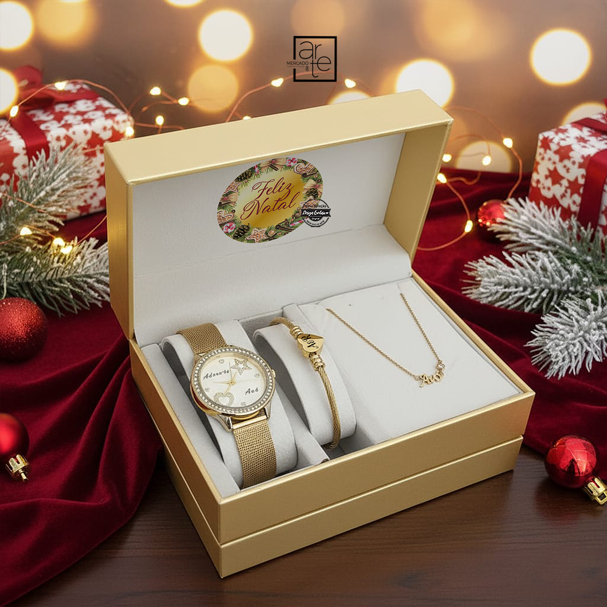 Conjunto relógio, pulseira e fio "Adoro-te avó"