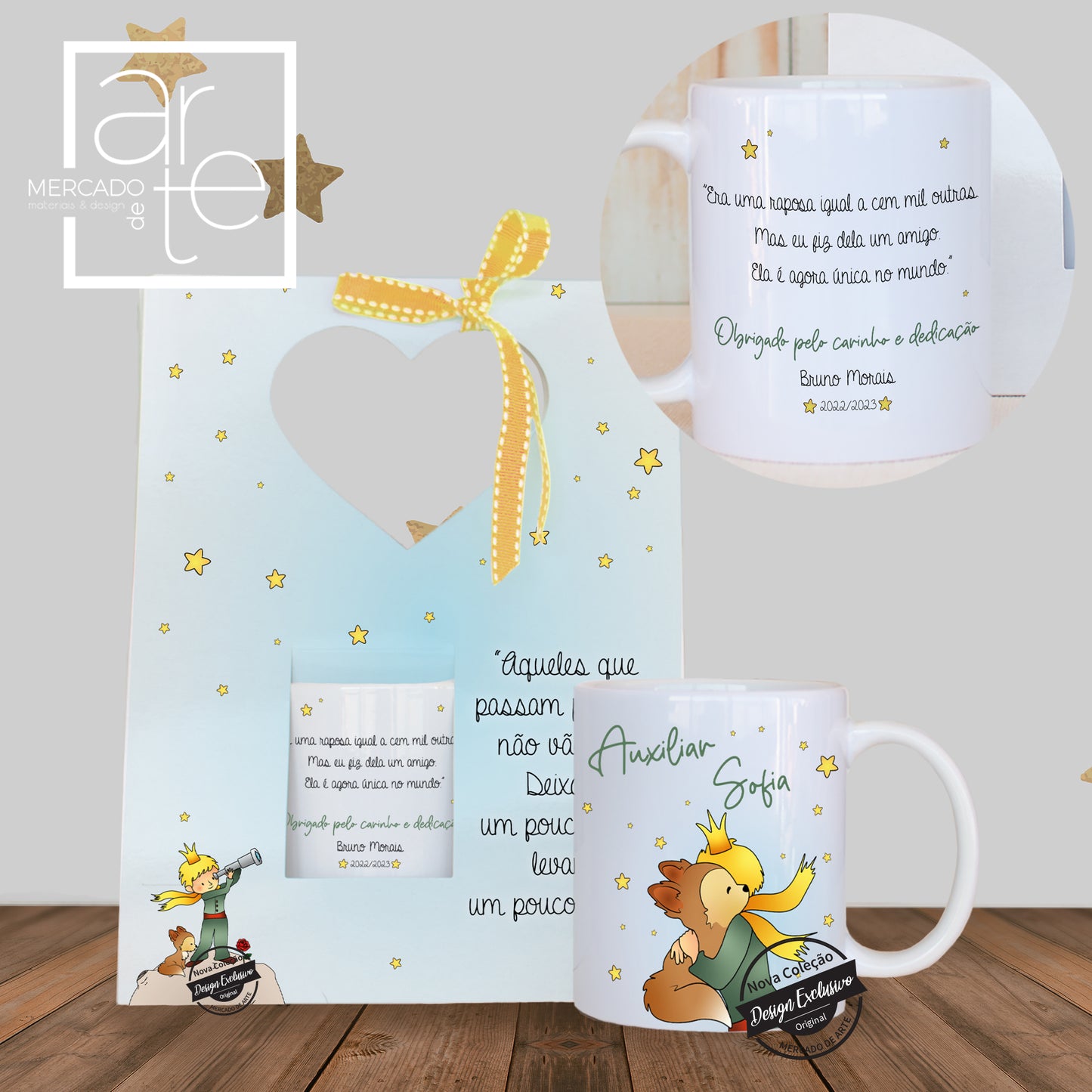 Nova ilustração tema principezinho é só lindíssima !!! Caneca " Principezinho e raposa "com frase a seu gosto e opção de compra da caixinha muito amorosa. O presente perfeito e personalizado ao seu gosto para oferecer no final do ano letivo a educadores, professores e auxiliares. Design exclusivo e ao melhor preço!