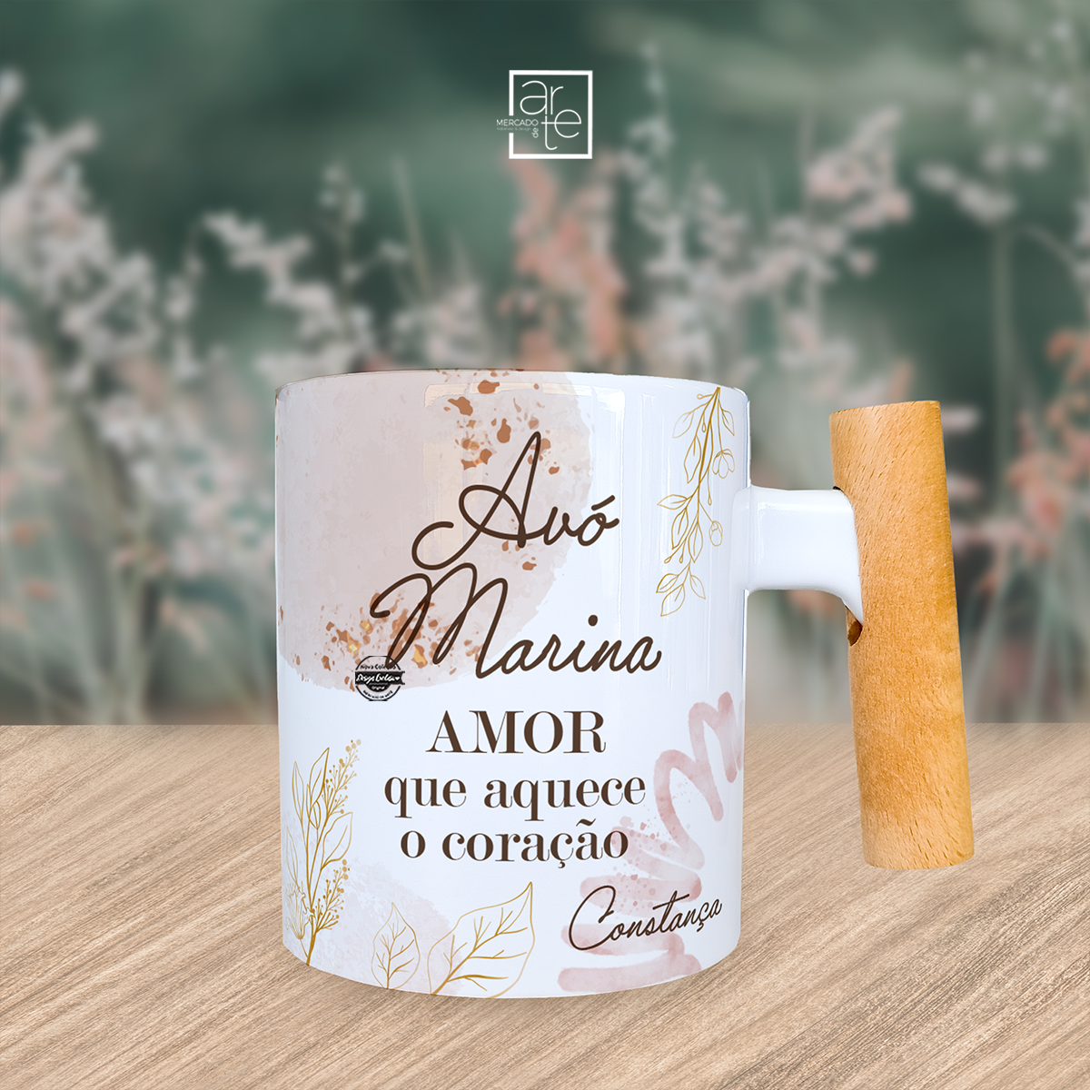 Caneca com asa de madeira "Avó"