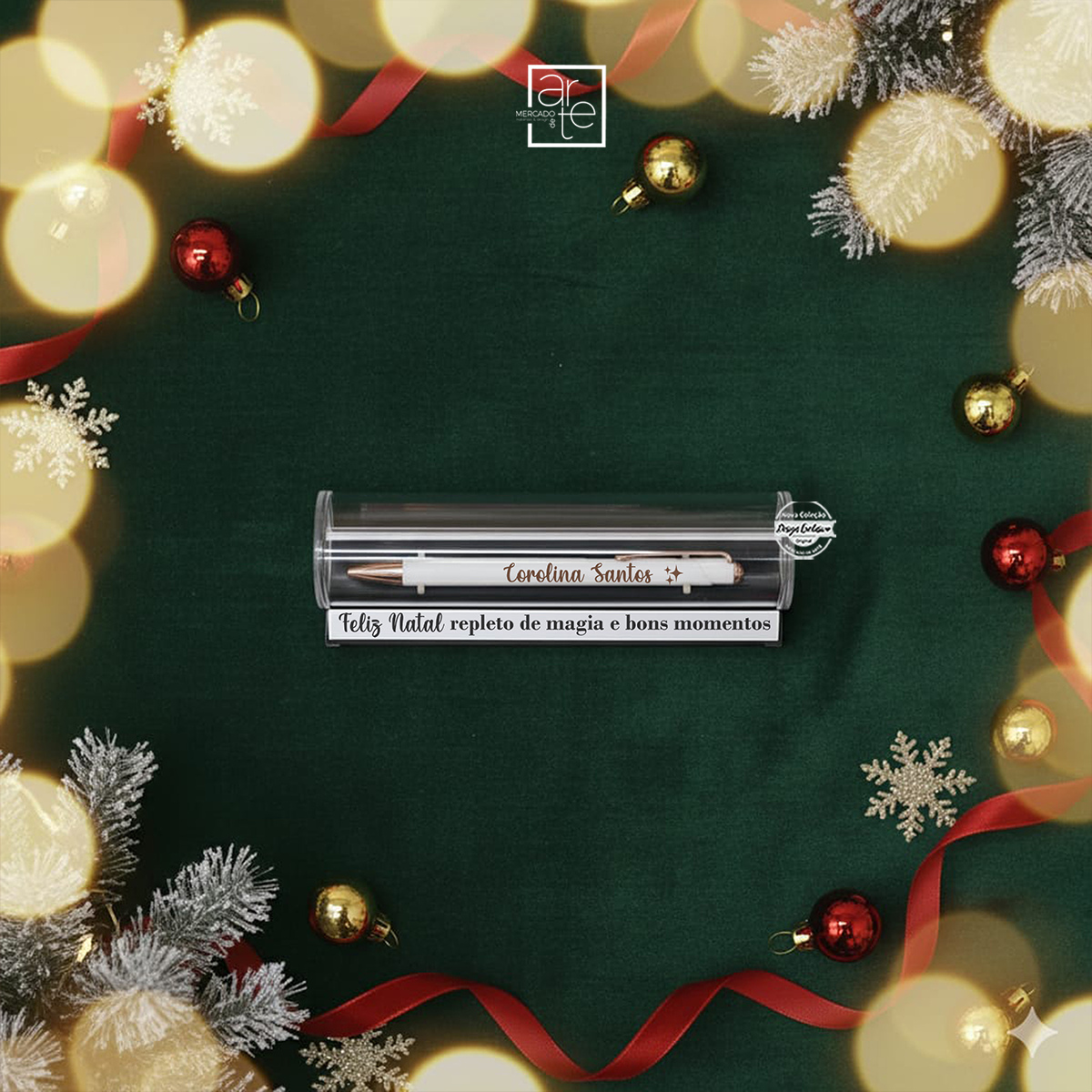 Caneta com caixa "Feliz Natal"