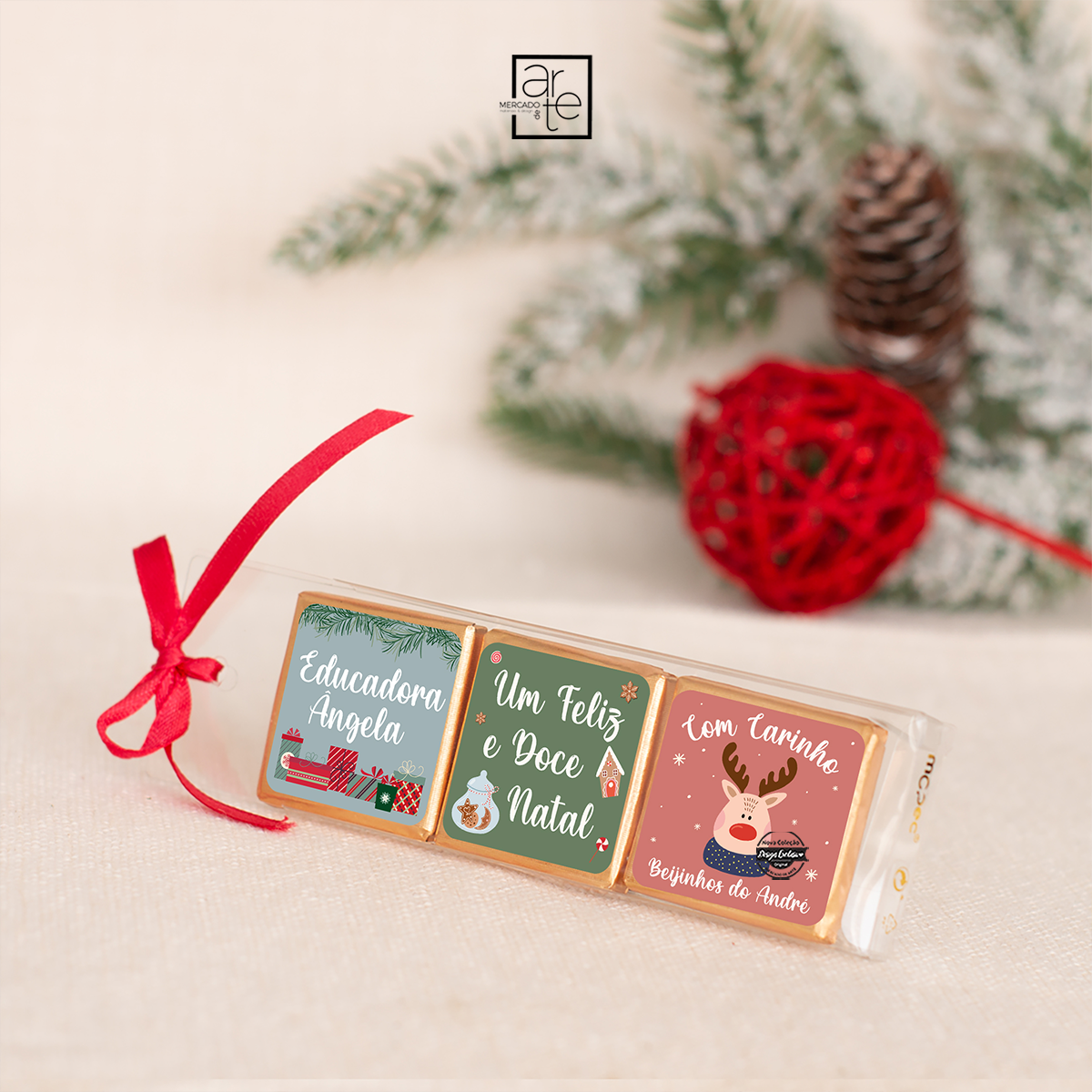Conjunto de chocolates "Um feliz e doce natal"