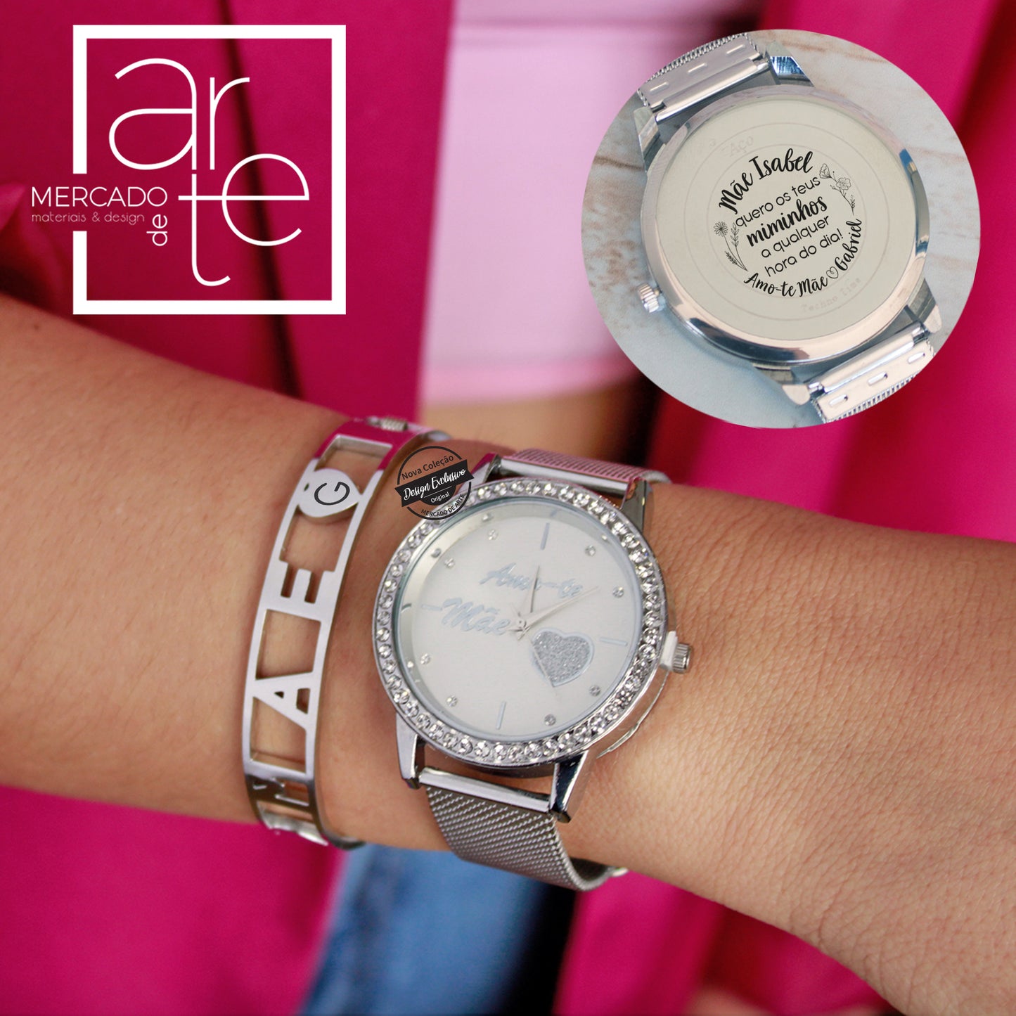 Relógio e/ ou Pulseira " Amo-te Mãe "