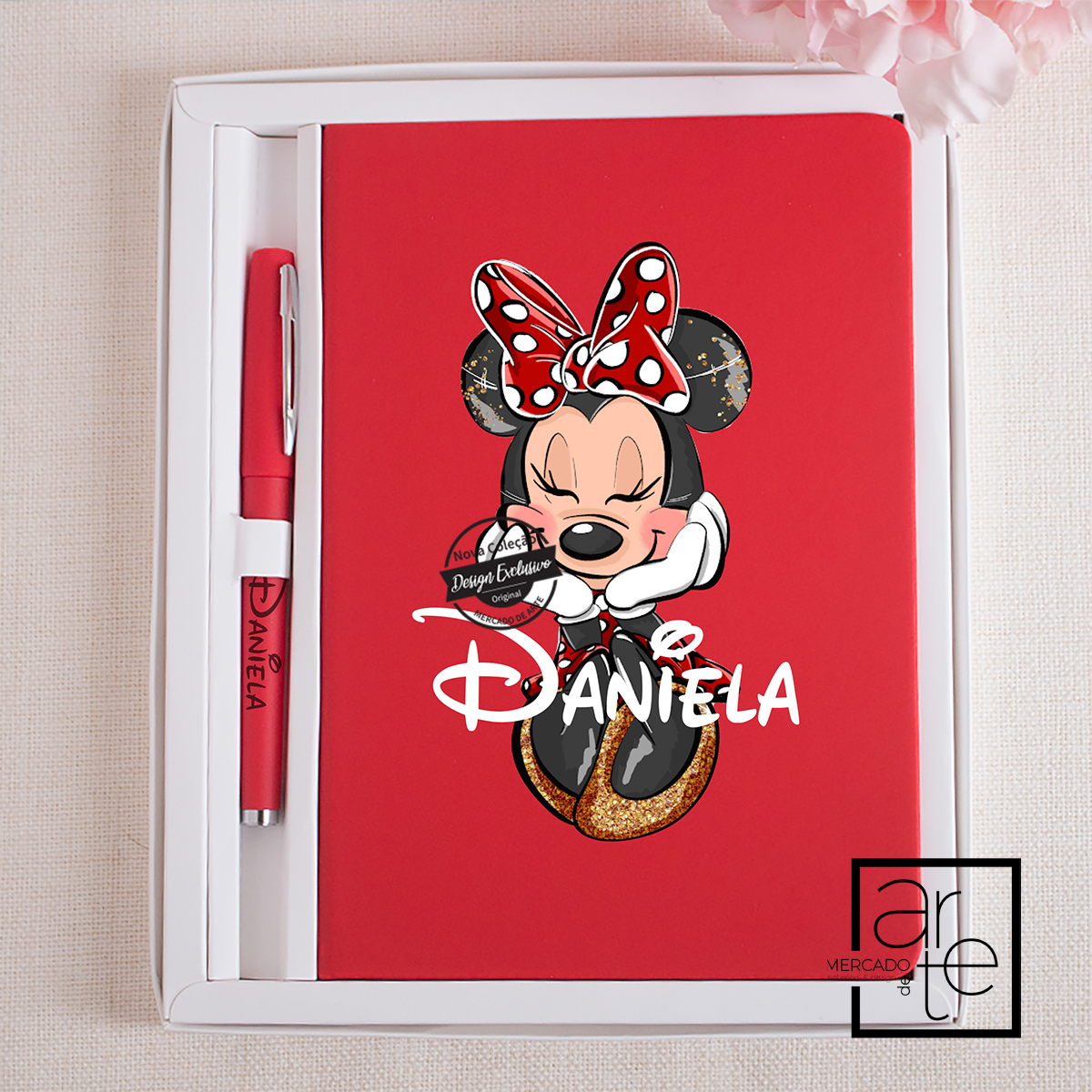 Conjunto bloco e caneta "Minnie"