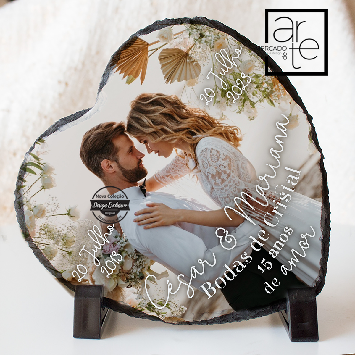 moldura de xisto coração "Bodas"