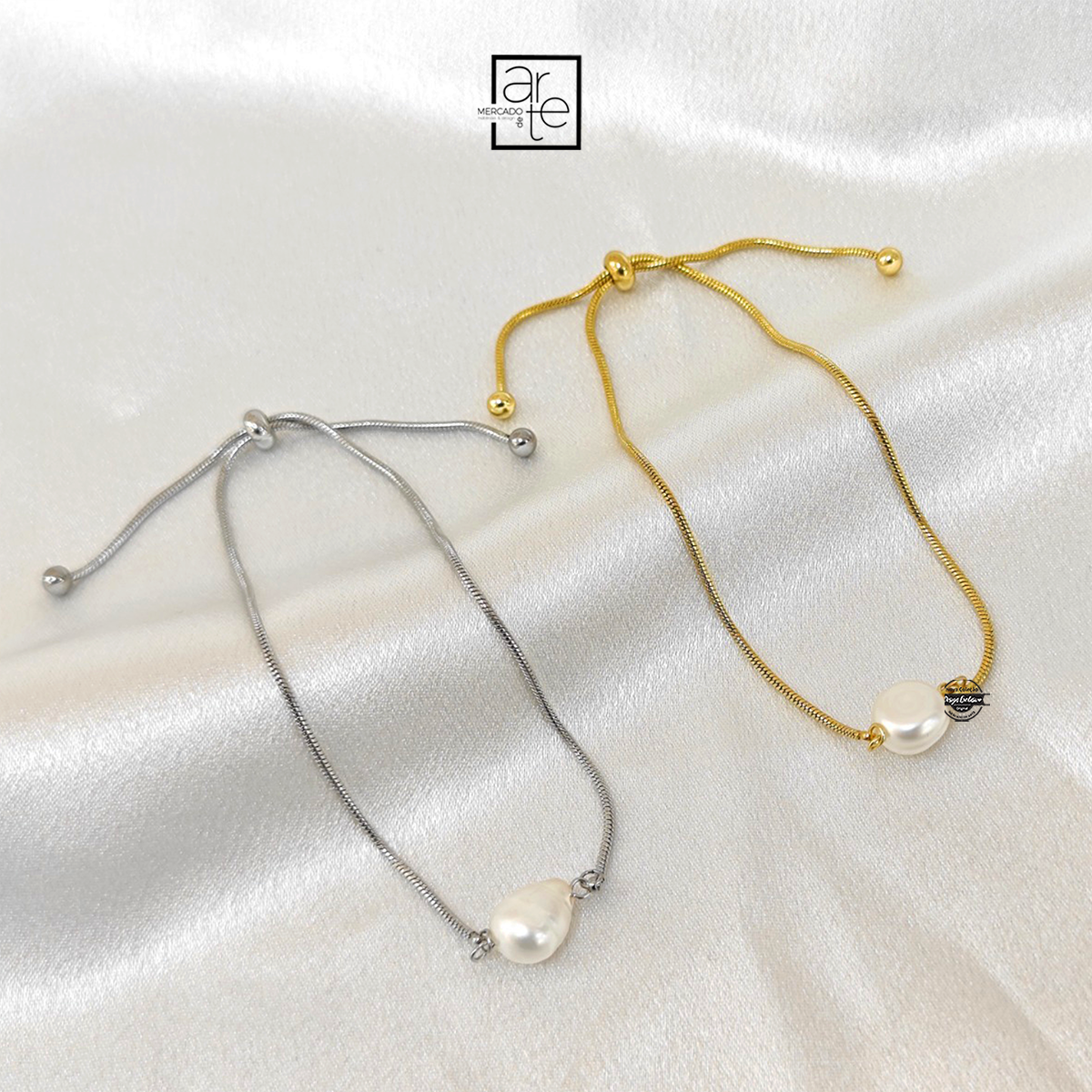 Pulseira ajustável aço inóx "Pérola"
