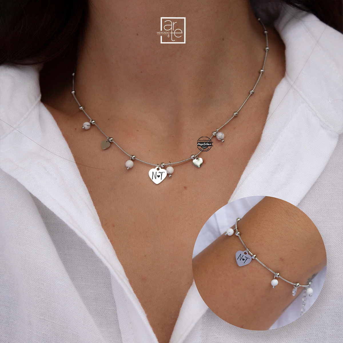 Conjunto fio e/ou pulseira "Heart"