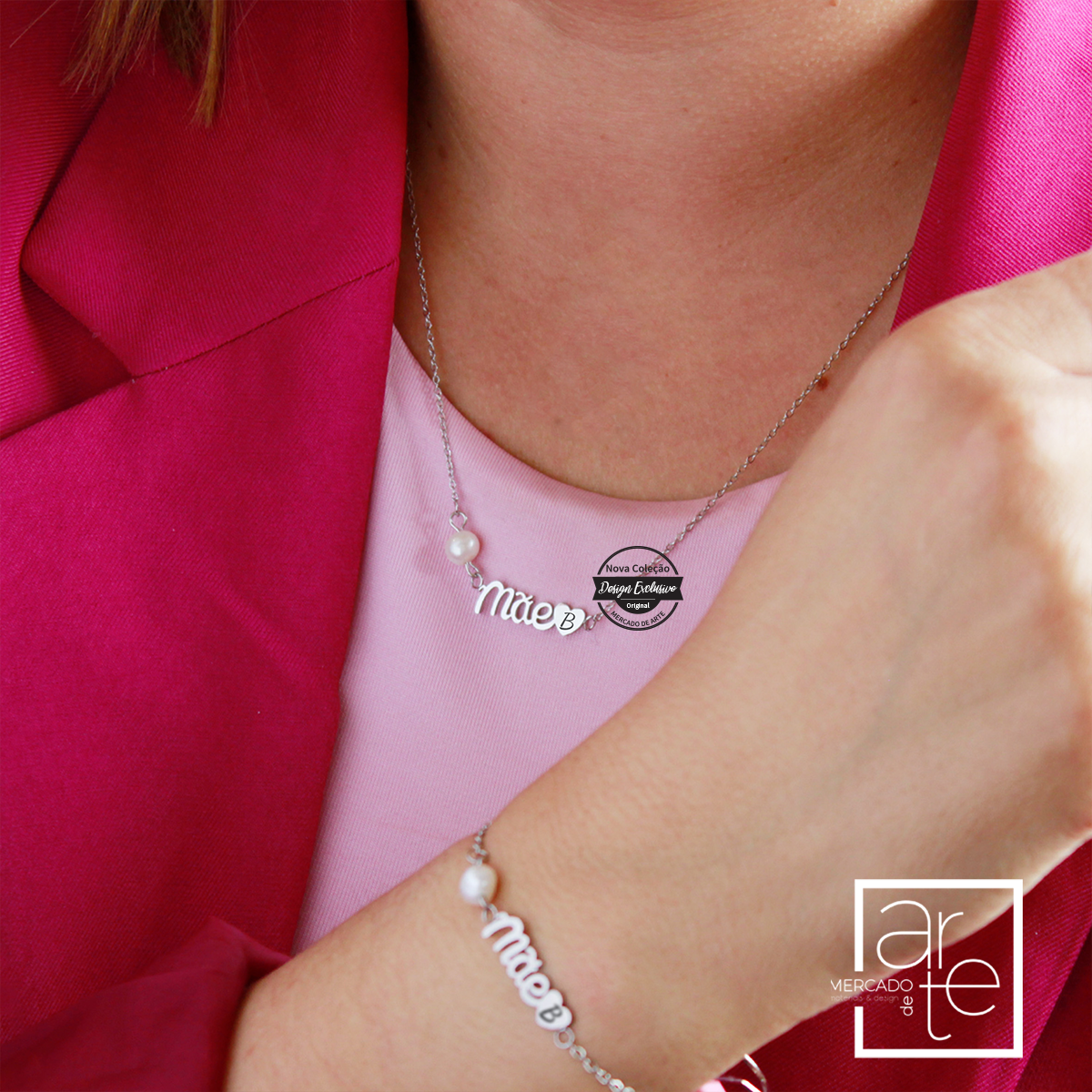 Fio e/ou pulseira pérola mãe "Inicial"