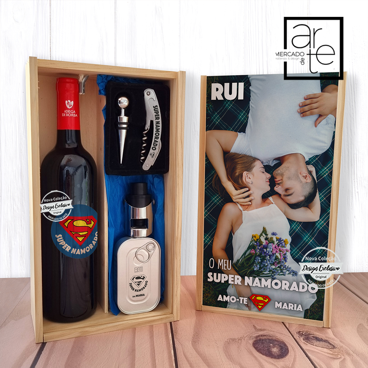 Kit de vinho "Super namorado"