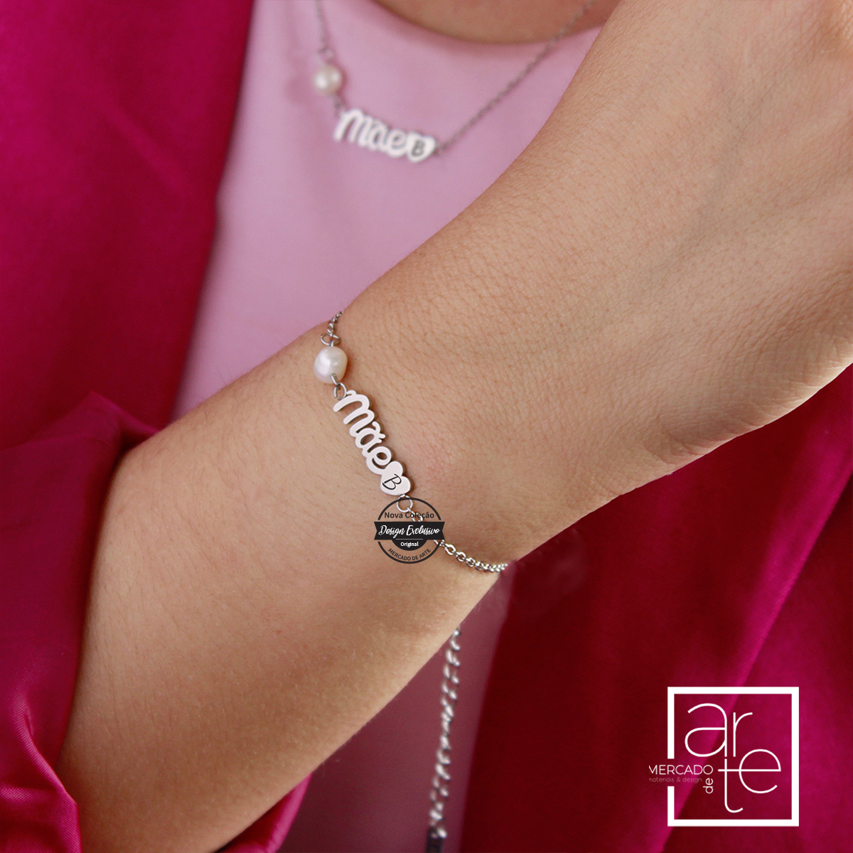Fio e/ou pulseira pérola mãe "Inicial"