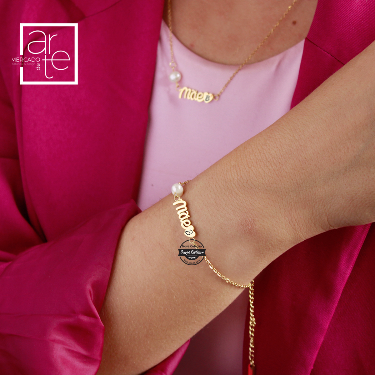 Fio e/ou pulseira pérola mãe "Inicial"