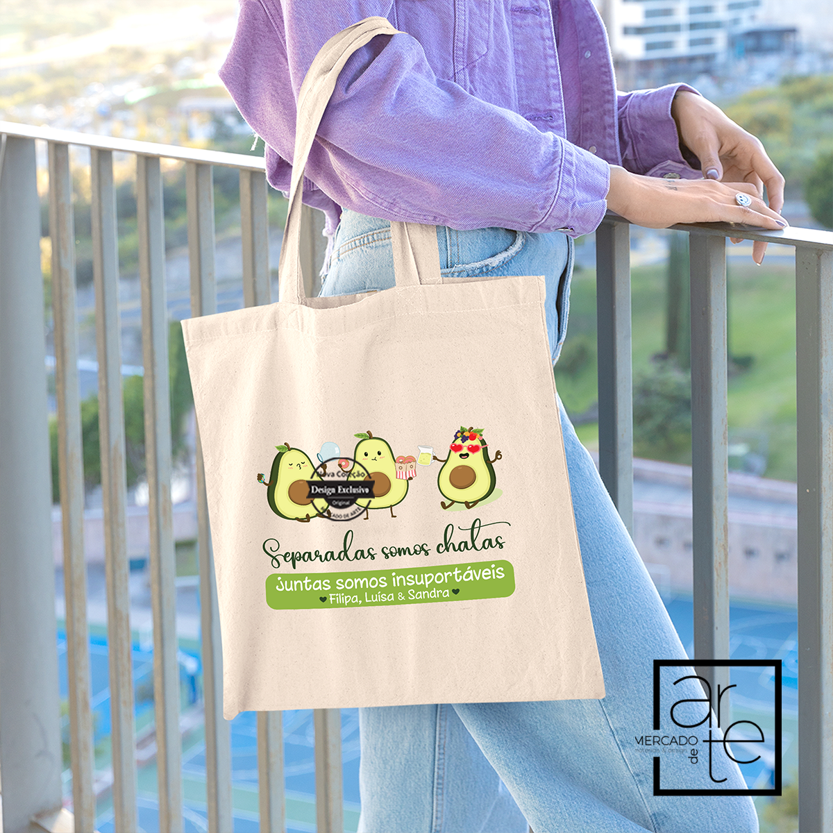 Saco pano crú "Separadas somos chatas..."