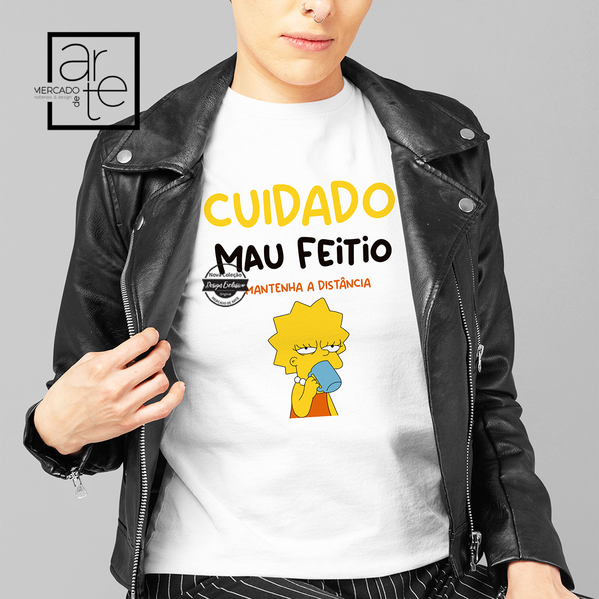 T-shirt 100% algodão "Cuidado, mau feitio"