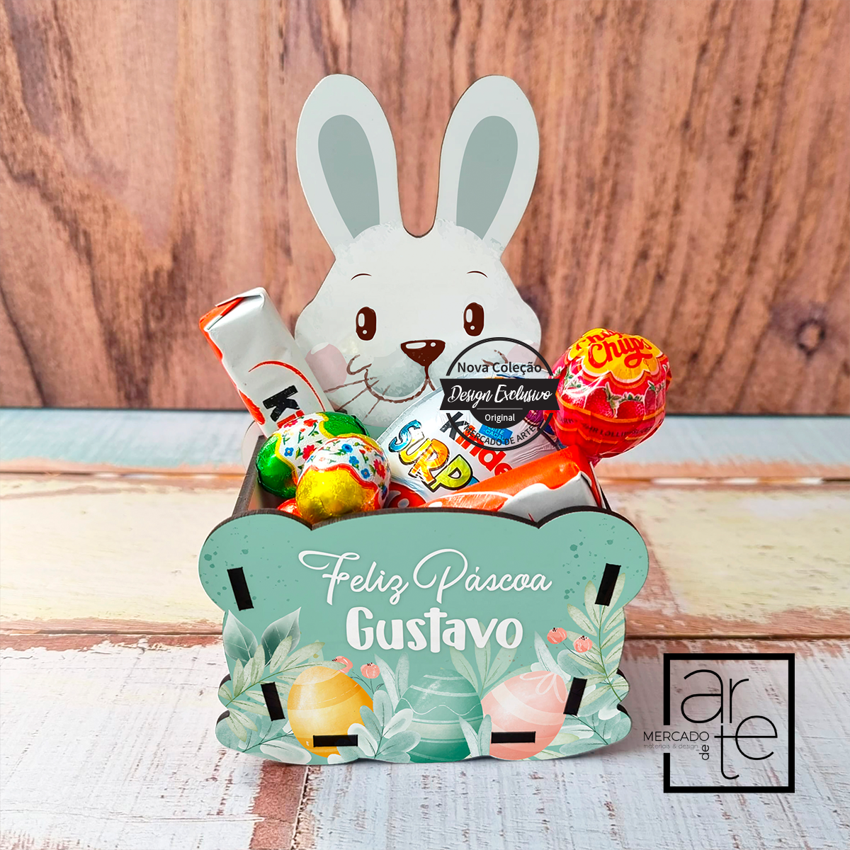 Caixa coelhinho "Feliz páscoa"