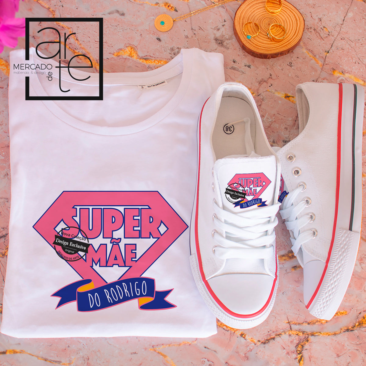 T-shirt 100% algodão e/ou ténis "Super mãe"