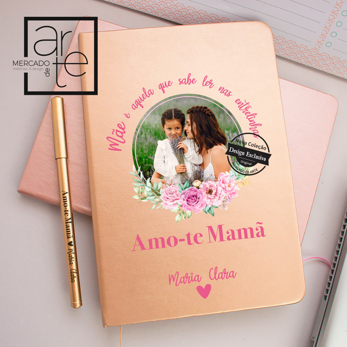 Bloco de notas e/ou conjunto com caneta "Amo-te mamã"