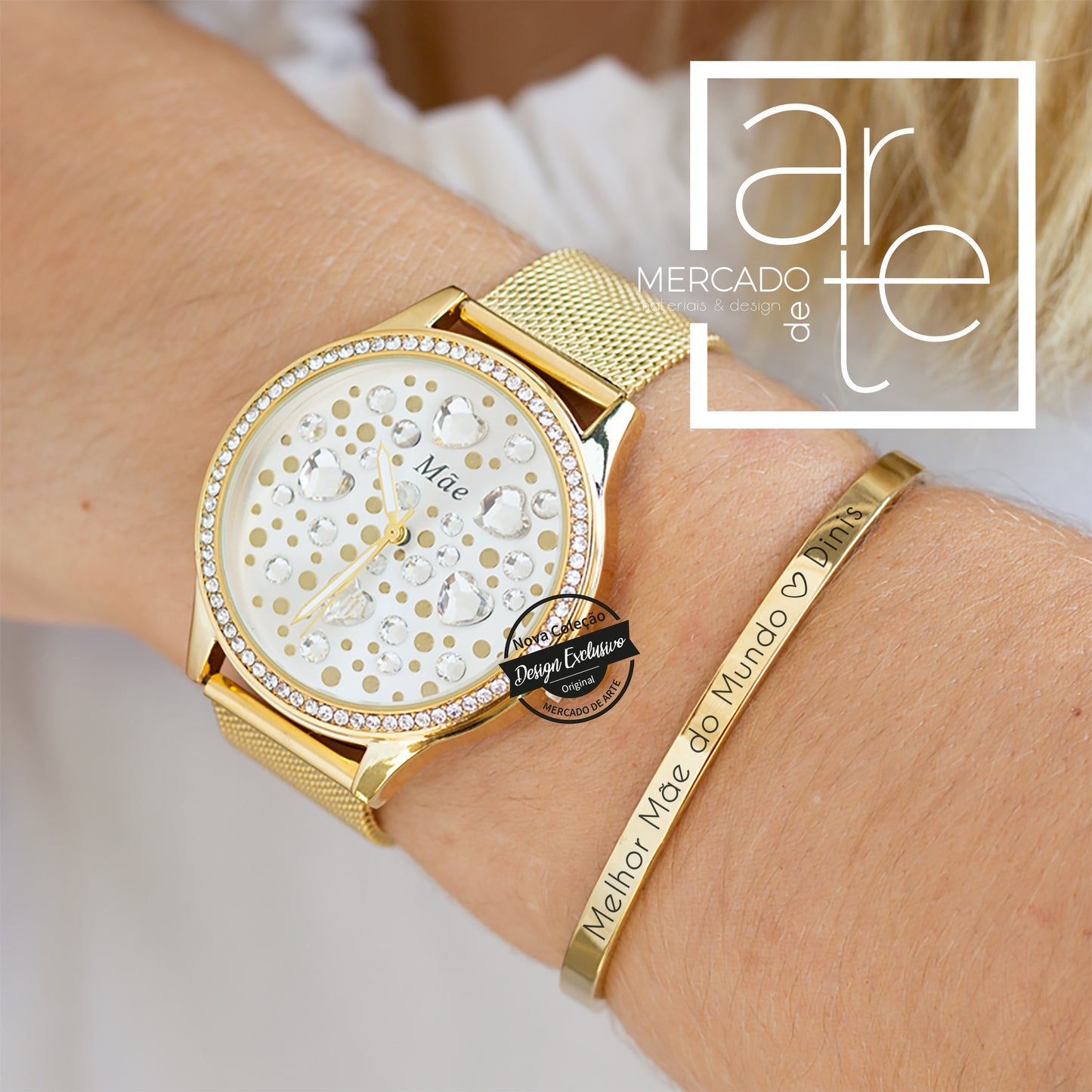 Relógio mãe corações e/ou pulseira "Melhor mãe do Mundo"