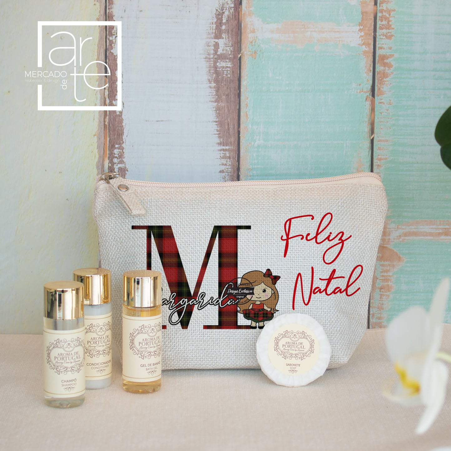 Bolsa de cosméticos personalizada.