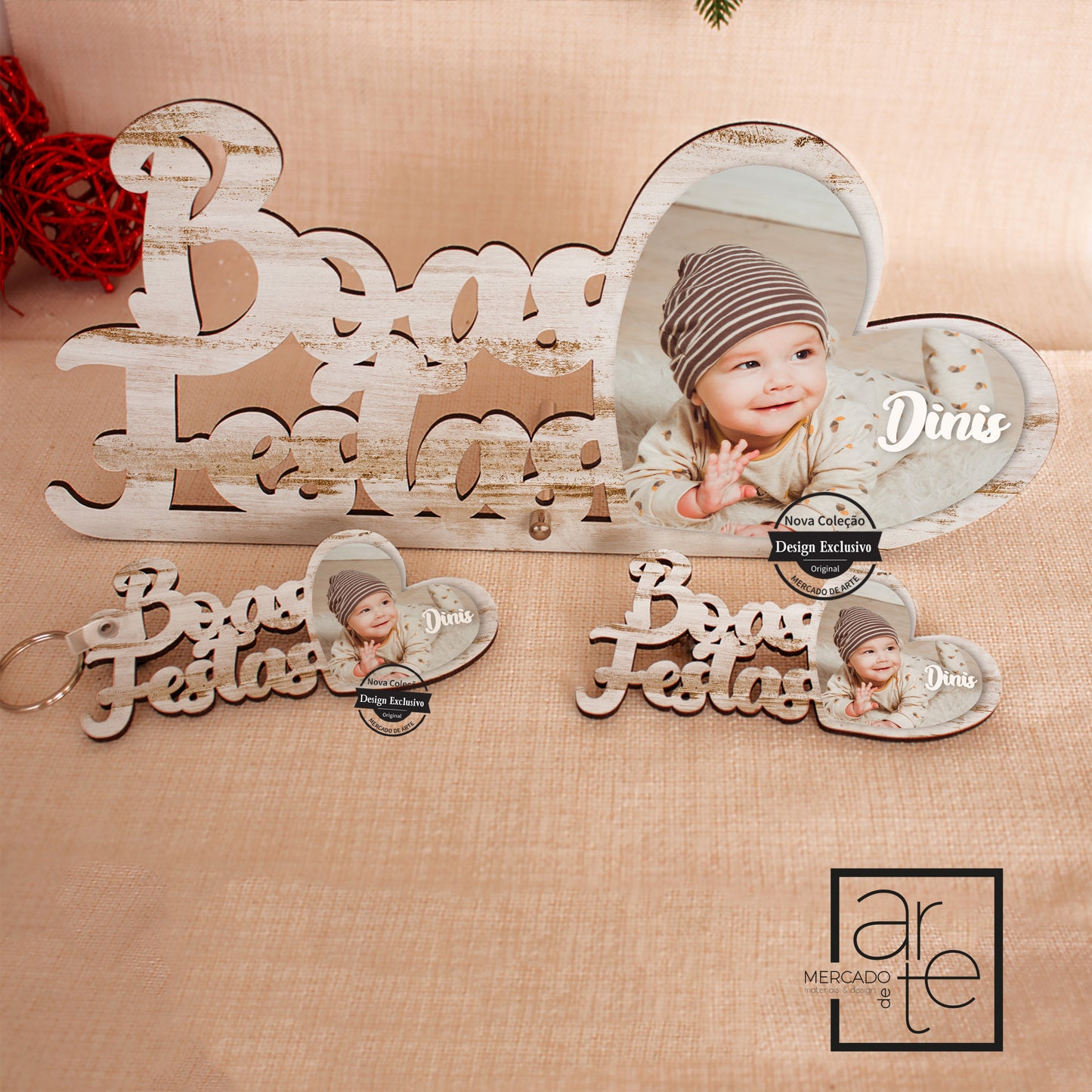 Conjunto Boas festas "Nome + fotografia"