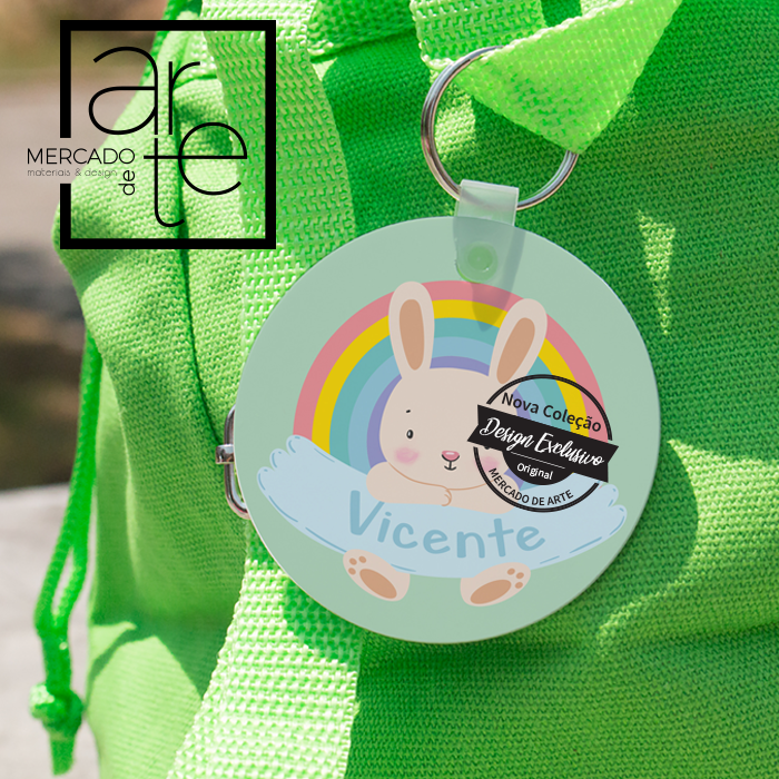 Identificador de mochila em acrílico "coelhinho"