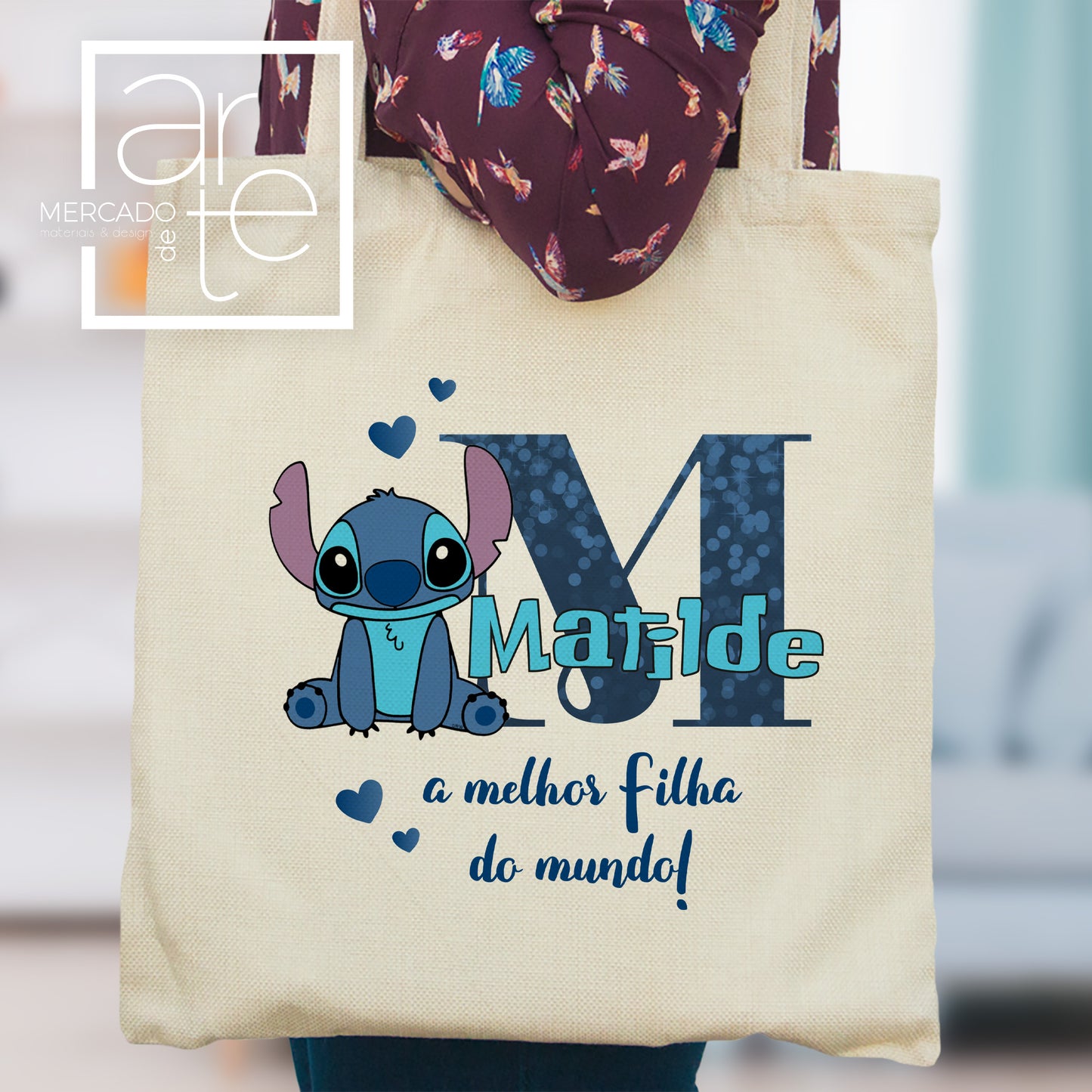 Saco stitch " Melhor filha do mundo"