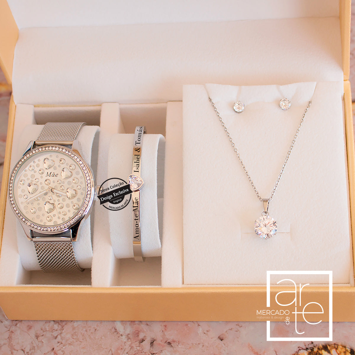 Conjunto strass "Mãe"