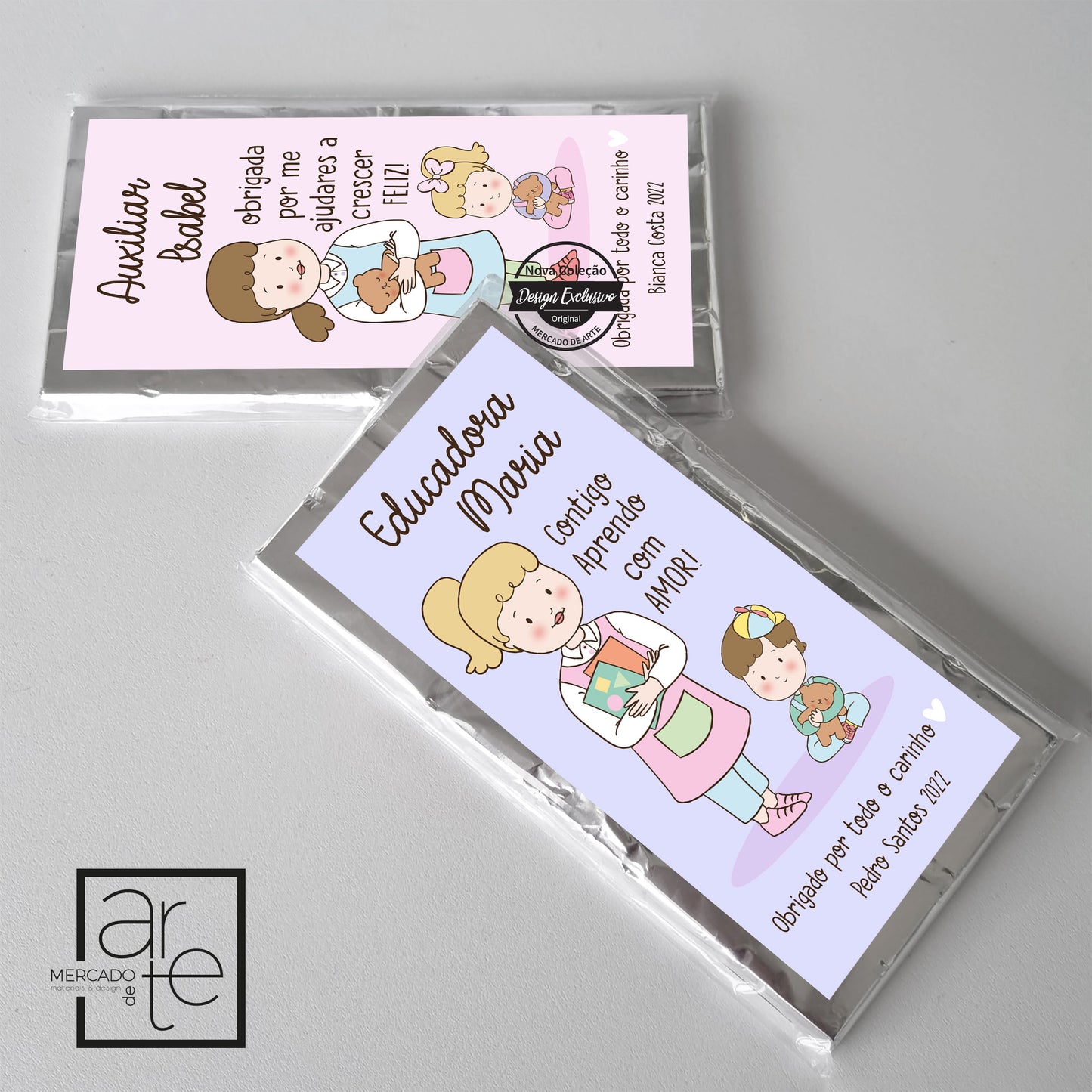 tablete de chocolate personalizada com o tema escolas