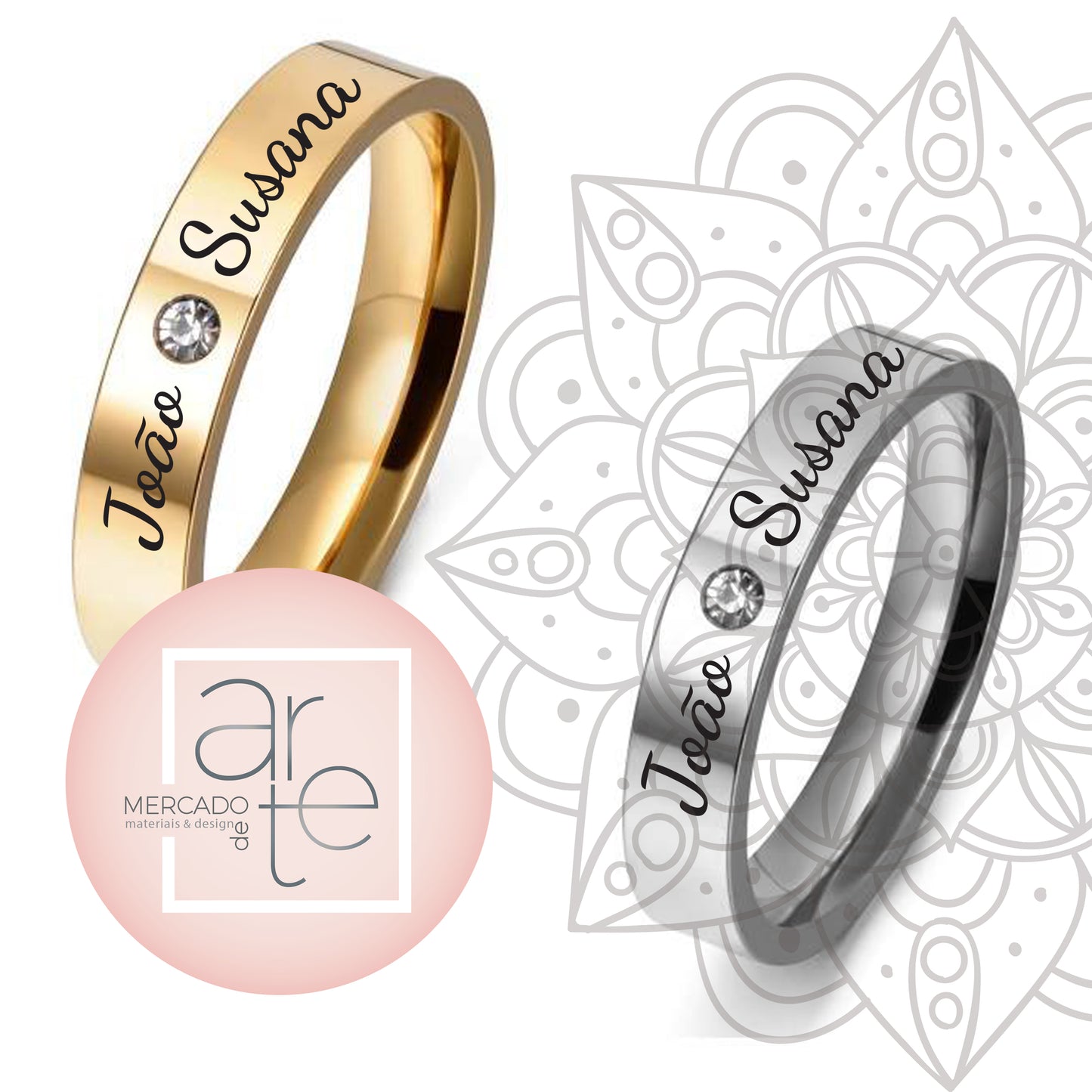 Anel 4 mm com zircónia