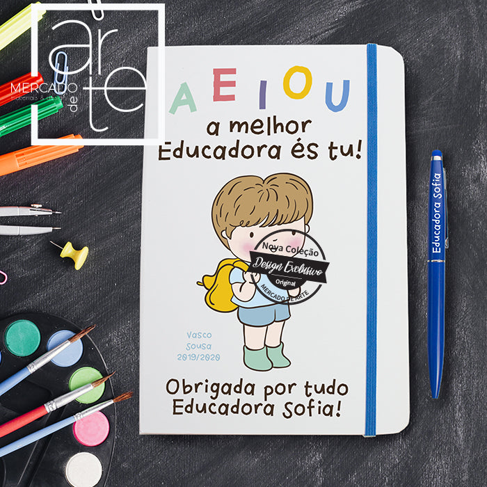 Bloco de notas "a,e,i,o,u"