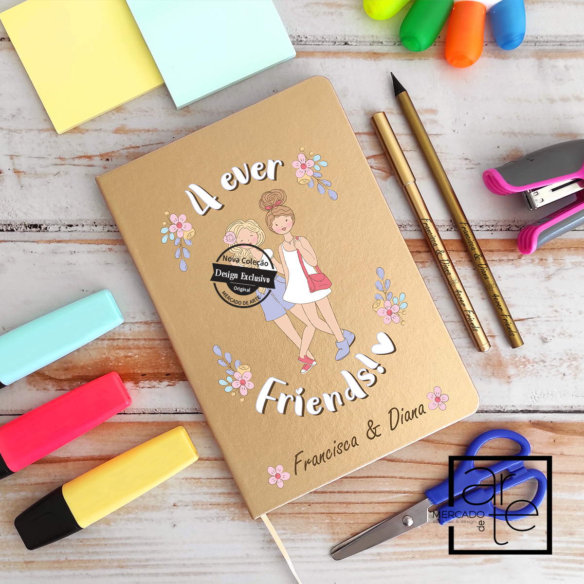 Bloco A5 e/ou caneta e lápis "4ever friends"