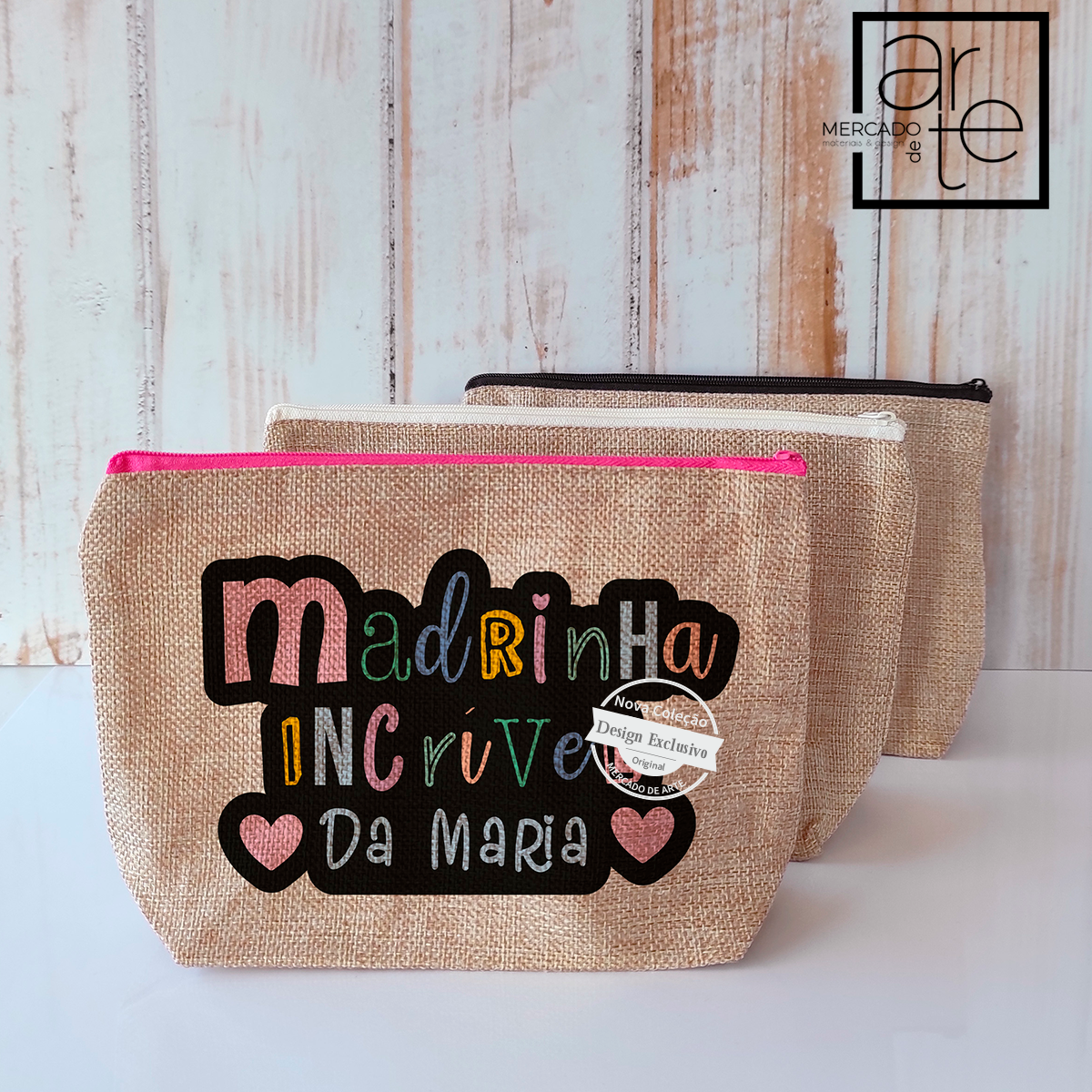 Bolsa tipo linho "Madrinha incrível"