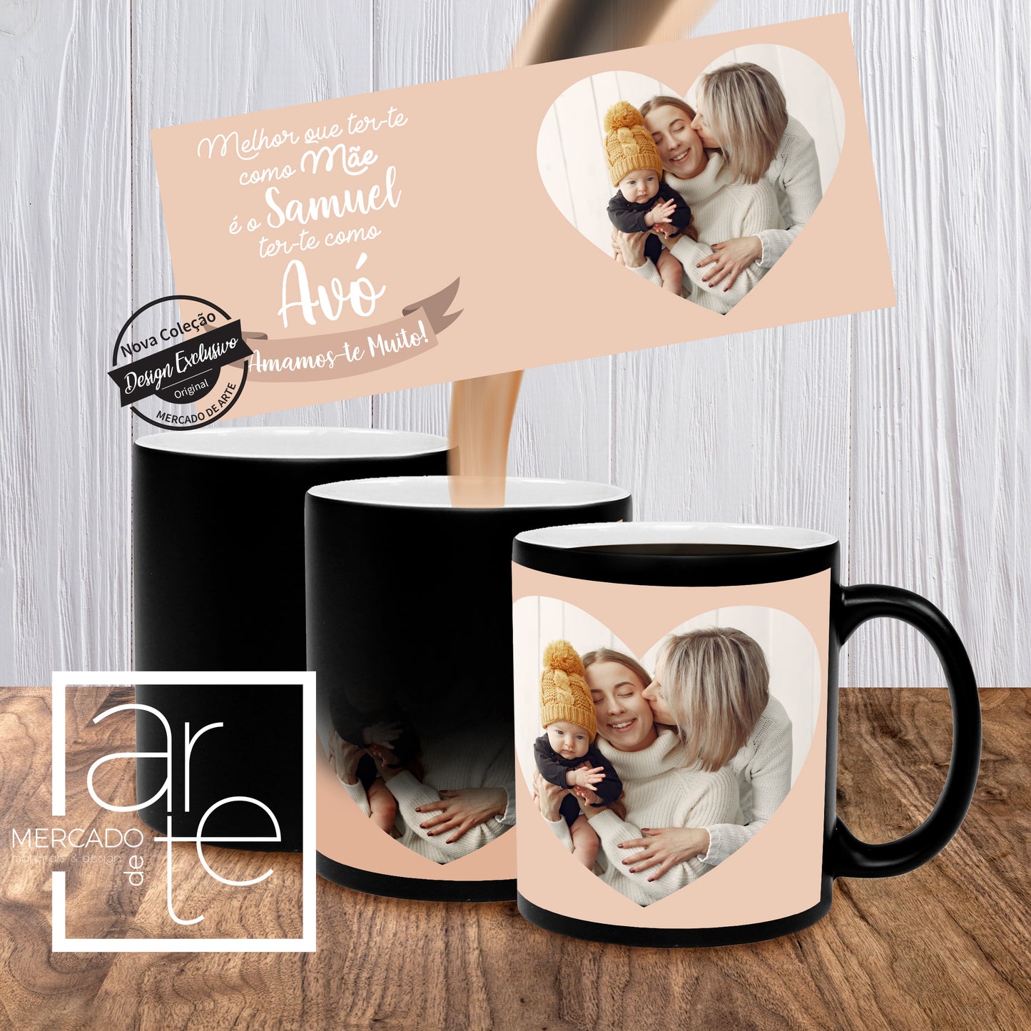 Caneca mágica " Melhor que ter-te como Mãe é o ... ter-te como Avó "