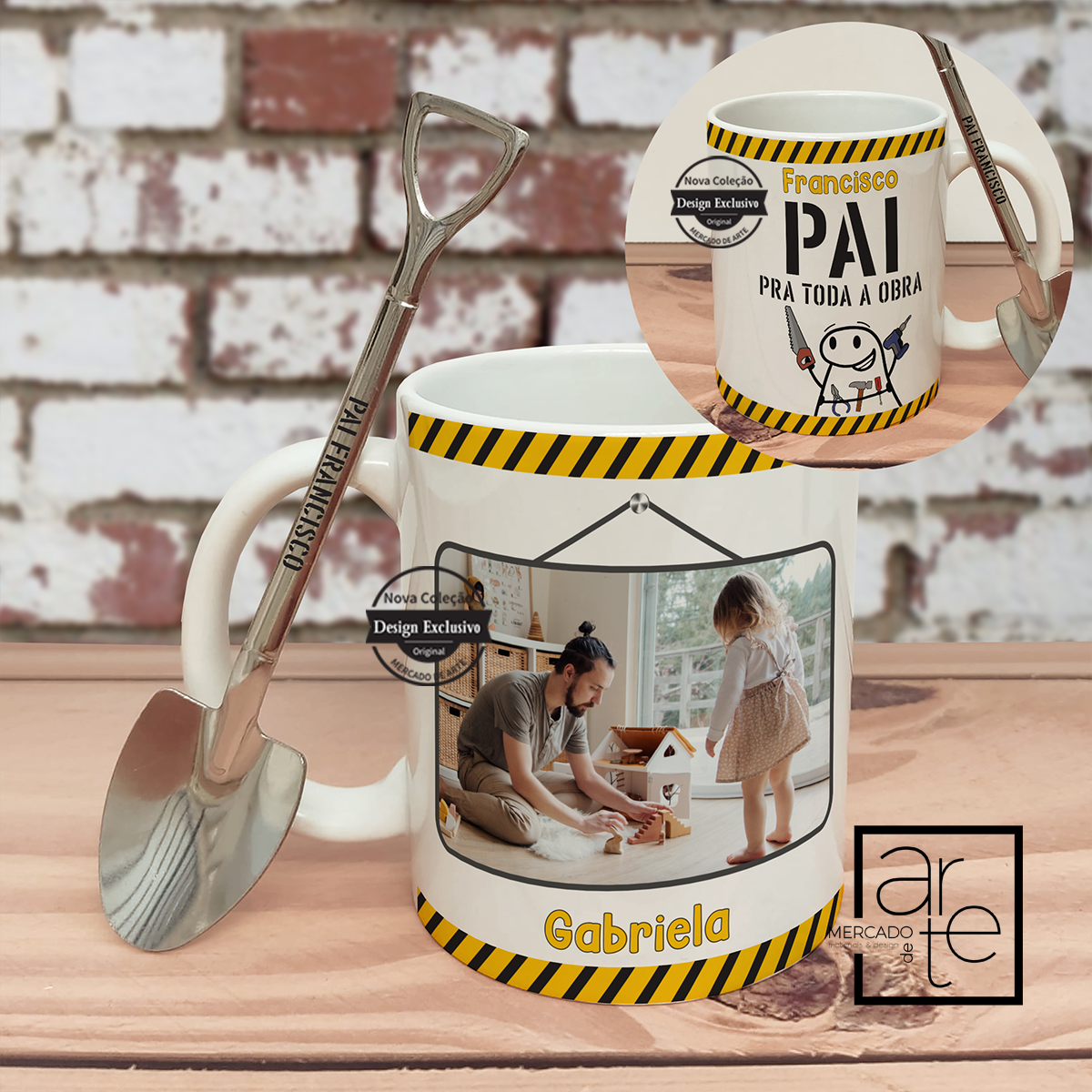 Caneca e/ou colher flok "Pai pra toda a obra!"