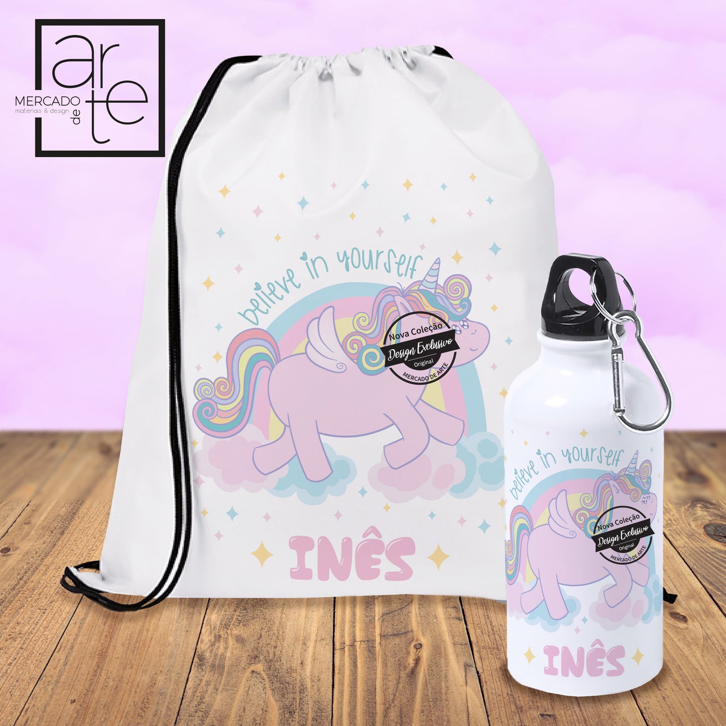 Mochila e/ ou garrafa "unicórnio"