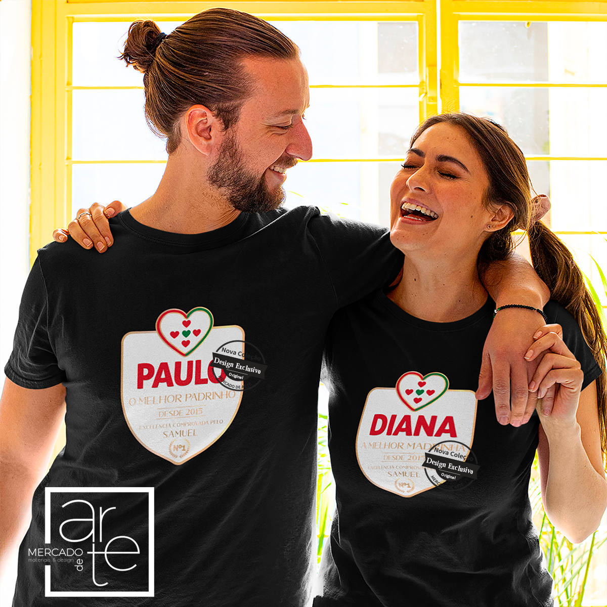 T-shirt 100% algodão "melhor padrinho ou madrinha desde..."