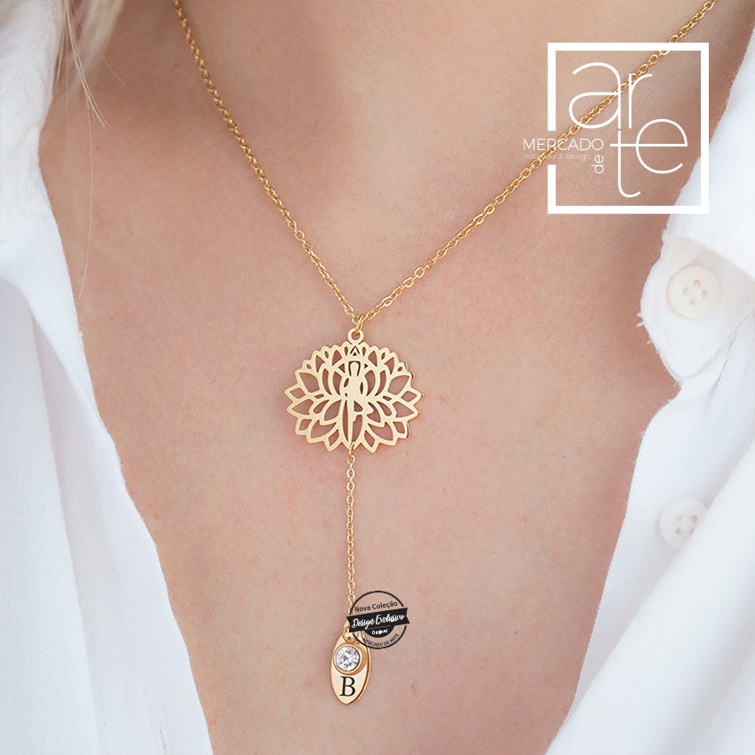 Fio "Flor de Lotus" com brilhante