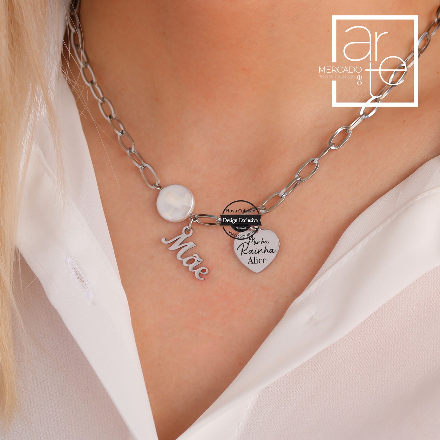 Fio corrente madrepérola mãe "Minha Rainha"