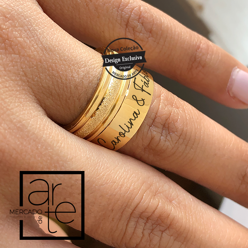 Anel aço inóx com nomes