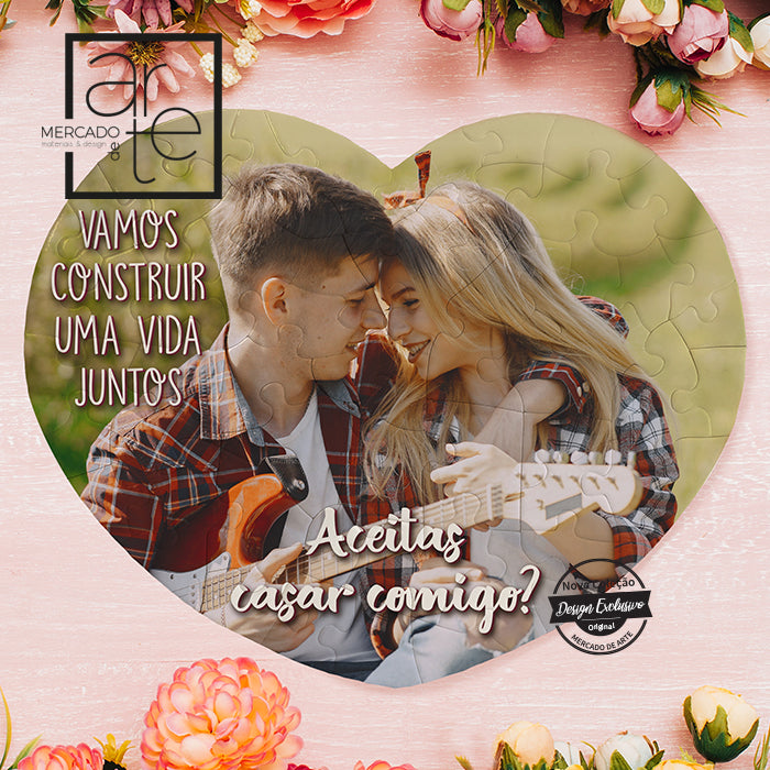Puzzle coração " Aceitas casar comigo"