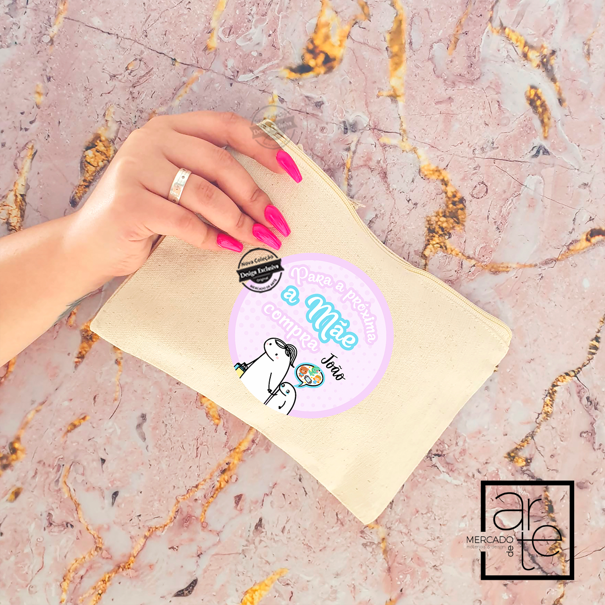 Saco e/ou bolsa pano crú Flork "Para a próxima a mãe compra"